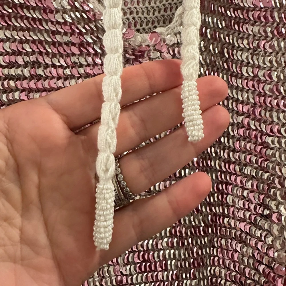 NWT Retrofete Tara Crochet Sequin Mini Dress Pink Silver Mix Medium / Large - Picture 8 of 12